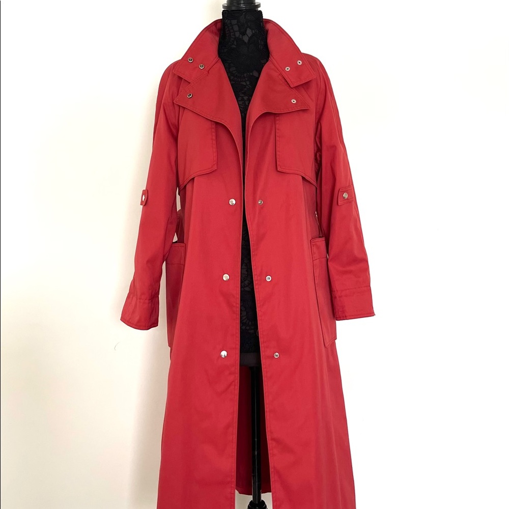 Vintage Rust Orange Snap Belted Long Trench Coat